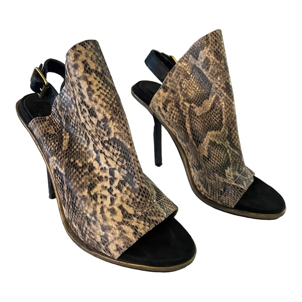 Kelsi Dagger Womens Size 6.5 Slingback Peep Toe Snakeskin Stiletto Heel Shoes
